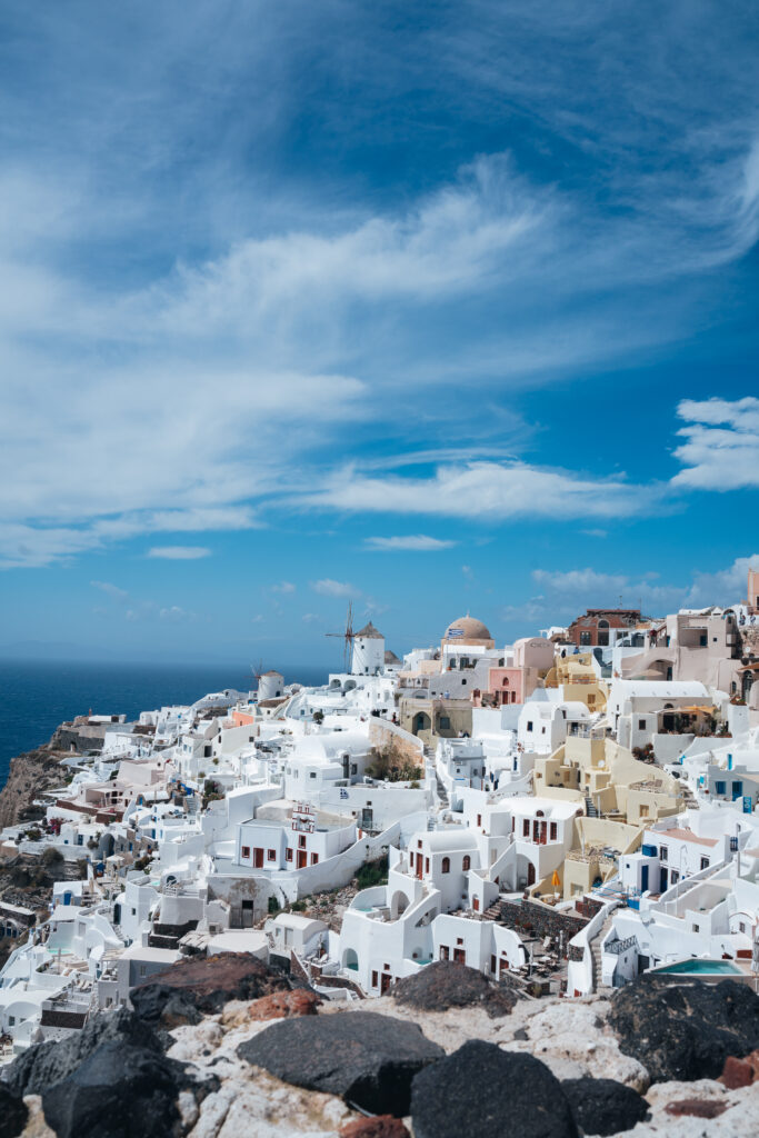 View from Oia in Santorini Greece