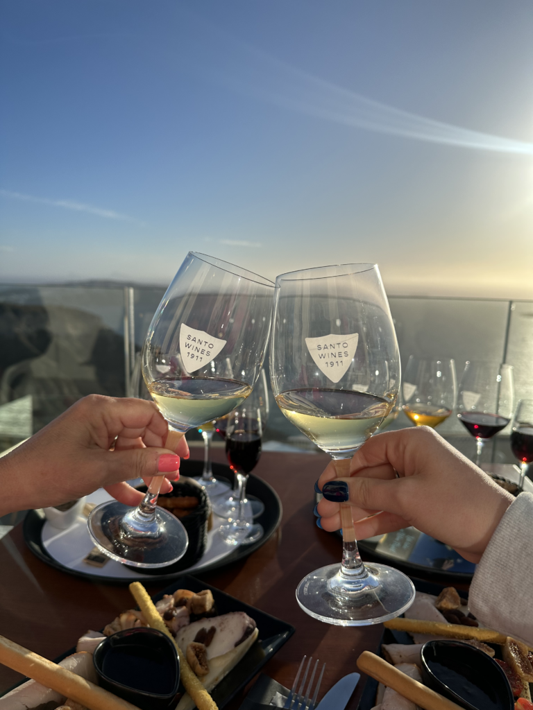 Santo Wines at sunset in Santorini Greece